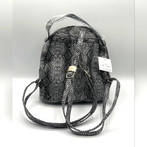 Marc Royale faux Snakeskin Leather Small Backpack Black and Silver